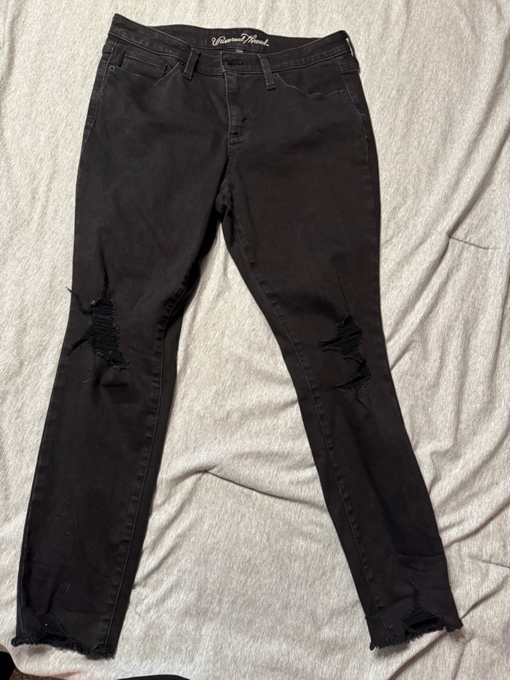 Universal Thread Men's Black Skinny Ripped Jeans